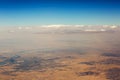 Aerial view of clouds over the land, the landscape. Royalty Free Stock Photo