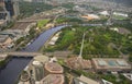 Aerial View of Cloudy Melbourne CBD City Australia Royalty Free Stock Photo