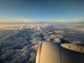 Aerial view of cloudy skies over England at sunrise. Subtle HDR effect. Royalty Free Stock Photo