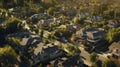 An aerial view of a cluster of bungalows in a peaceful neighborhood