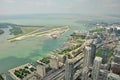 Aerial view from CN Tower to Billy Bishop Toronto City Airport