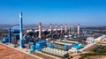 Aerial view Coal-fired power plants with blue sky background, coal-fired power station, Gas turbine electrical power plant power