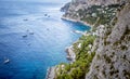 Aerial view on coast of Capri Island in Italy Royalty Free Stock Photo