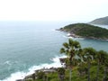 Aerial view of coast, palm tree, island. Phuket province, Thailand Royalty Free Stock Photo