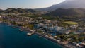 Aerial view of of coastal area of Kemer, Turkish beach resort city Royalty Free Stock Photo