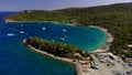Aerial view of of coastal area of Kemer, Turkish beach resort city Royalty Free Stock Photo