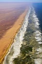 Aerial view of the coastal dunes of the Namib desert, Namibia Skeleton Coast Royalty Free Stock Photo