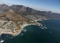 Aerial view of coastal resorts and the Twelve Apostles mountain range. Royalty Free Stock Photo