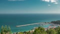 Aerial view on the coastal town of Sesimbra in Portugal timelapse Royalty Free Stock Photo