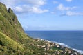 Aerial view of coastal village at Atlantic Ocean