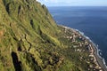Aerial view of coastal village, cliffs, Atlantic Ocean Royalty Free Stock Photo