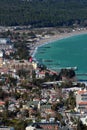 Aerial view of coastal Yoruk Park in Kemer, a seaside resort town and district of Antalya Province on the Mediterranean coast of Royalty Free Stock Photo