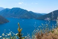 Picture-postcard view of Coastline of the Boka-Kotor Bay, Montenegro Royalty Free Stock Photo