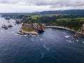 Aerial view of the coastline and cliffs at Silencio Beach. Northern Spain in summer