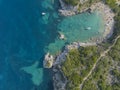 Aerial view of Porto Timoni beach, Corfu island, Greece. Royalty Free Stock Photo