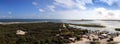 Aerial view of the coastline of New Smyrna Beach and Ponce de Leon Inlet