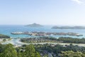 Aerial view on the coastline of the Seychelles Islands and luxury Eden Island from Victoria viewpoint, Mahe Royalty Free Stock Photo