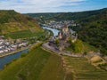 Aerial view of Cochem Castle and Moselle River. Germany in the summer Royalty Free Stock Photo