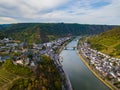 Aerial view of Cochem Castle and Moselle River. Germany in the summer Royalty Free Stock Photo