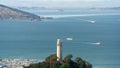 Aerial view of Coit Tower and San Francisco Bay on a summer day Royalty Free Stock Photo