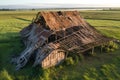 aerial view of a collapsed barn before restoration Royalty Free Stock Photo