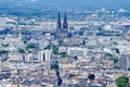 Aerial view Cologne with Cologne Cathedral Royalty Free Stock Photo