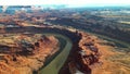 Aerial view of the Colorado River flowing between cliffs in Dead Horse Point State Park. Utah, USA. Royalty Free Stock Photo