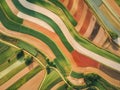 Aerial View of Colorful Agricultural Fields Royalty Free Stock Photo