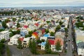 The aerial view of colorful buildings and streets in the city of Reykjavik, Iceland Royalty Free Stock Photo