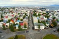 The aerial view of colorful buildings and streets in the city of Reykjavik, Iceland Royalty Free Stock Photo