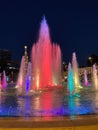 Aerial view of colorful fountain in evening Royalty Free Stock Photo