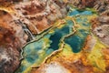 aerial view of colorful geothermal hot spring pools