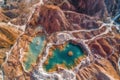 aerial view of colorful geothermal hot spring pools