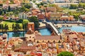 Aerial view of colorful houses in Bosa, Sardinia, Italy