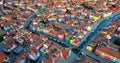 Aerial view of the colorful houses on Burano Island, Venice, Italy Royalty Free Stock Photo