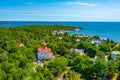 Aerial view of colorful timber houses in Hanko, Finland