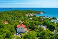 Aerial view of colorful timber houses in Hanko, Finland