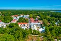 Aerial view of colorful timber houses in Hanko, Finland