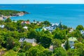Aerial view of colorful timber houses in Hanko, Finland