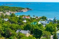 Aerial view of colorful timber houses in Hanko, Finland