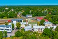 Aerial view of colorful timber houses in Hanko, Finland