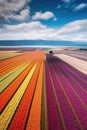 aerial view of colorful tulip fields in bloom Royalty Free Stock Photo