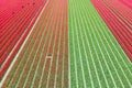 Aerial view of colorful Tulip fields during spring time Royalty Free Stock Photo