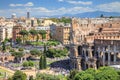 Aerial view of Colosseum square in Rome, Italy. Rome architecture and landmark. Royalty Free Stock Photo