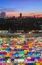 Aerial view, colours full city night market