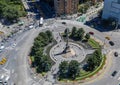 Aerial view of Columbus Circe with statue of Christopher Columbus in New York City