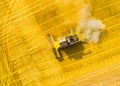 Combine harvester from above. Royalty Free Stock Photo