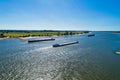 aerial view commercial ship crossing the River Rhine in an area Royalty Free Stock Photo