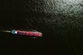 aerial view commercial ship crossing the River Rhine in an area