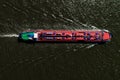 aerial view commercial ship crossing the River Rhine in an area Royalty Free Stock Photo